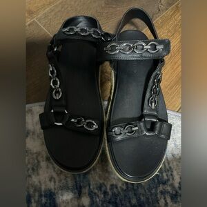 Karl Lagerfeld Black Chain-Detail Women's Sandals